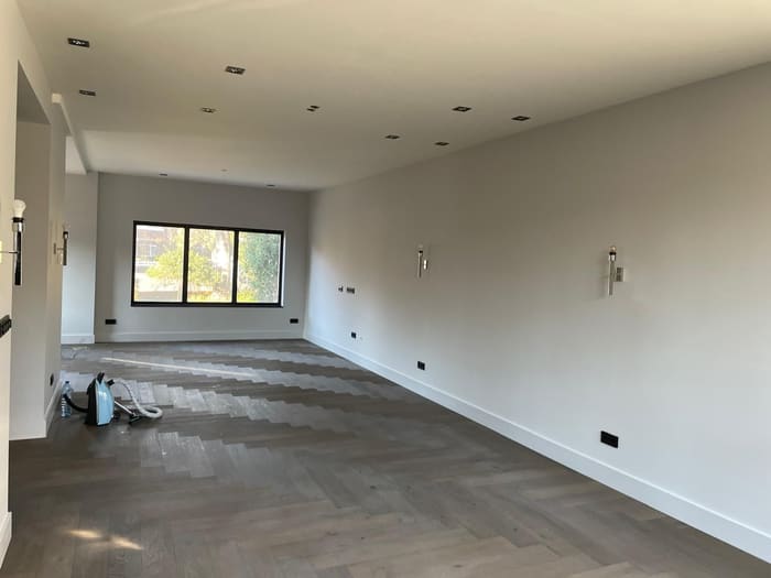 Complete home renovation, Den Haag — chevron parquet